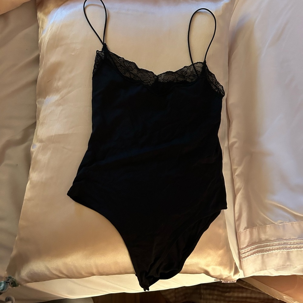 Zara Black Lace Trim Bodysuit